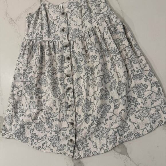 Gentle Fawn Floral Linen Blend ButtonDown Mini Babydoll Dress Womens Small Cream - Picture 2 of 7